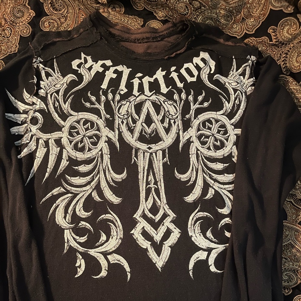 Men’s Affliction long sleeve reversible tee shirt size xxl